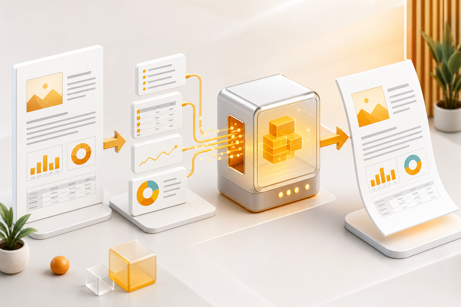 Workflow aus Dokumentvorlage, Datenkarten und PDF-Ausgabe